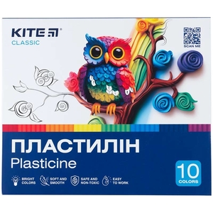 Пластилін, 10 кольорів, 200 г Classic K-084 Kite
