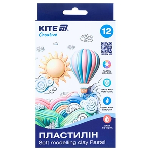 Пластилін восковий, 12 кольорів, 200 г Creative Pastel K-086-P Kite
