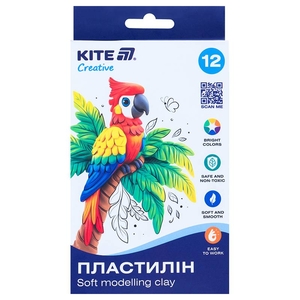 Пластилін восковий, 12 кольорів, 200 г Creative K-086 Kite