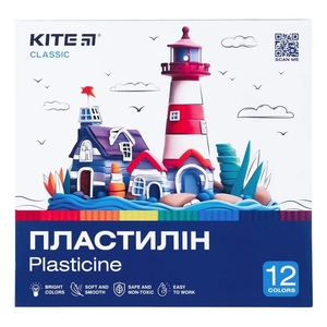 Пластилин, 12 цветов, 240 г Classic K-1086 Kite