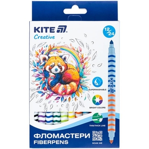 Фломастери двосторонні, 24 кольори (12 шт) Creative K-1151 Kite