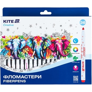 Фломастеры, 36 цветов на водной основе Creative Superwashable K-1154 Kite