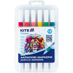 Набір акрилових маркерів, 12 кольорів Creative K-1156 Kite