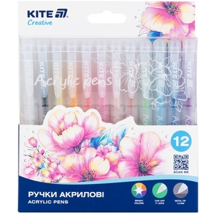Набор акриловых ручек 12 цветов, 1 мм Creative K-1295 Kite