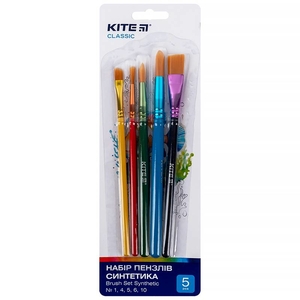 Набор кистей синтетика: №1, №4, №5, №6, №10 Classic K-332 Kite