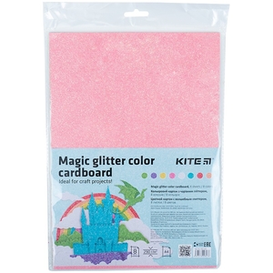 Картон кольоровий з гліттером А4, 8 кольорів K22-423 Kite