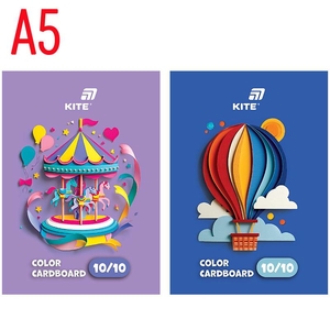 Картон цветной А5, 10 листов, плотность 230 г/м2, микс K26-1257 Kite