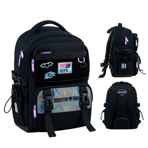 Рюкзак шкільний Monster High MH26-1022M Kite, дихаюча ортопедична спинка, система кріплення лямок світловідбиваючі елементи, ущільнене дно
