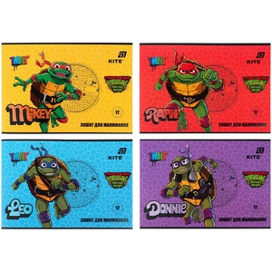 Альбом для малювання А4, 12 аркушів, 100 г/м2, мікс Ninja Turtles NT26-241 Kite