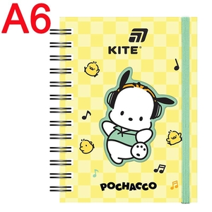 Блокнот А6, 80 страниц в клетку, двойная обложка картон мягкий Pochacco PC26-229 Kite
