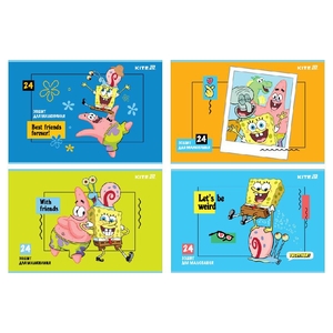 Альбом для малювання А4, 24 аркуші, 100 г/м2, мікс Sponge Bob Square Pants SB25-242 Kite