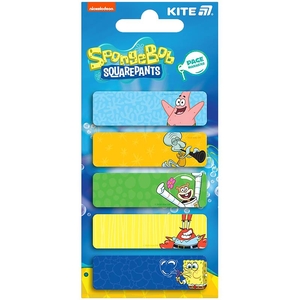 Стікери-закладки, 15х50 мм, 5 видів по 20 аркушів, мікс Sponge Bob SB25-480 Kite
