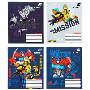 Тетрадь в косую линию 12 листов, цветная обложка гибр. УФ-лак, дизайн: Transformers Kite TF26-235