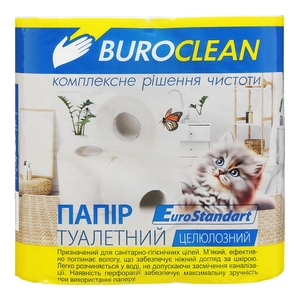 Туалетная бумага двухслойная белая, 150 отрывов, 4 рулона в упаковке EuroStandart 10100013 Buroclean