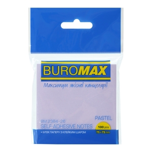 Блок паперу з клейким шаром, 75х75 мм, 100 аркушів PASTEL BM.2384-26 Buromax