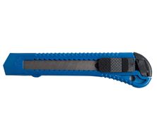 Нож канцелярский, JOBMAX, 18 мм, пластиковый корпус, синий BM.4650 (1/24/576)
