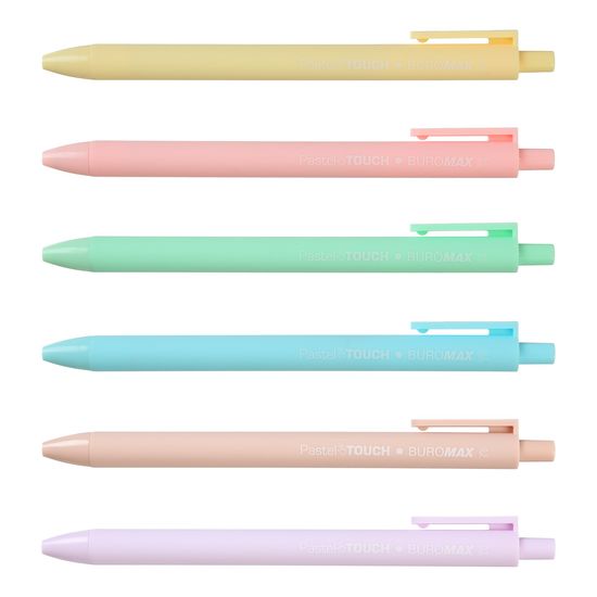 Ручка шариковая автоматическая синяя 0,5мм, микс Rubber Touch Pastel BM.8242 Buromax