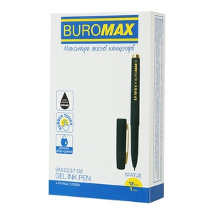 Ручка гелева чорна 1 мм Rouber Touch BM.8337-02 Buromax