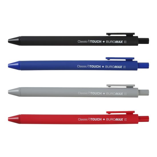 Ручка шариковая автоматическая синяя 0,5мм, микс Rubber Touch BM.8363-01 Buromax