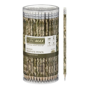 Олівець чорнографітний НВ, з гумкою MILITARY BM.8528 Buromax