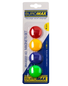 Магнит для доски размер 3 см, 4 шт в упаковке BM.0022-43 Buromax