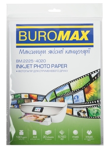 Фотопапір матовий А4, 20 аркушів, щільність 180 г/м2 BM.2225-4020 Buromax