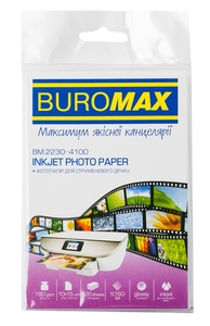 Фотопапір глянцевий 10х15, 100 аркушів, щільність 180 г/м2 BM.2230-4100 Buromax