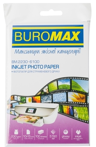 Фотобумага глянцевая 10х15, 100 листов, плотность 230 г/м2 BM.2230-6100 Buromax