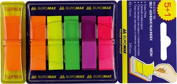 Стікери-закладки пластикові, 12х45 мм, 6 видів по 40 аркушів POP-UP NEON BM.2303-98 Buromax