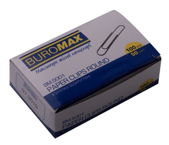 Скрепки никелированные, размер 50 мм, 100 шт в упаковке BM.5001 Buromax