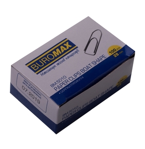 Скрiпки човник нікельовані, розмір 28 мм, 100 шт в упаковці BM.5010 Buromax