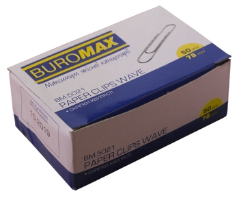 Скріпки з хвилею нікельовані, розмір 78 мм, 50 шт в упаковці BM.5021 Buromax