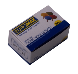 Кнопки металеві кольорові, 100 шт в упаковці BM.5104 Buromax