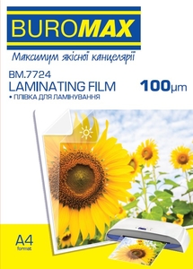 Пленка для горячего ламинирования А4, глянцевая, плотность 100 мкм, 100 шт в упаковке BM.7724 Buromax