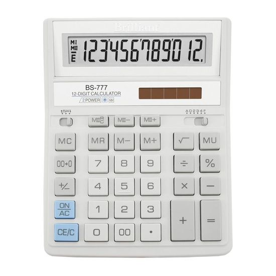 Калькулятор 12-ти разрядный, 20х15,7х3,1 см BS-777WH Brilliant Калькулятор 12-ти разрядный, 20х15,7х3,1 см BS-777WH Brilliant