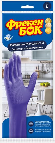 Перчатки хозяйственные резиновые, размер L fb.85616 Фрекен Бок Перчатки хозяйственные резиновые, размер L fb.85616 Фрекен Бок