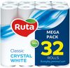 Папір туалетний двошаровий білий, 145 відривів, 32 рулони в упаковці Classic rt.92670 Ruta