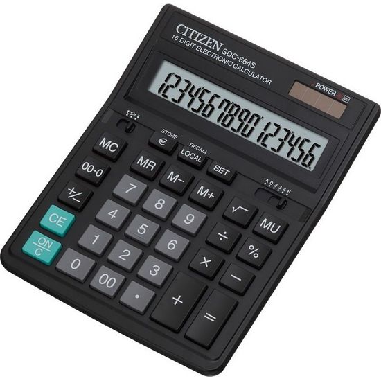Калькулятор 16-ти разрядный, 20х15,3х3 см. SDC-664S Citizen