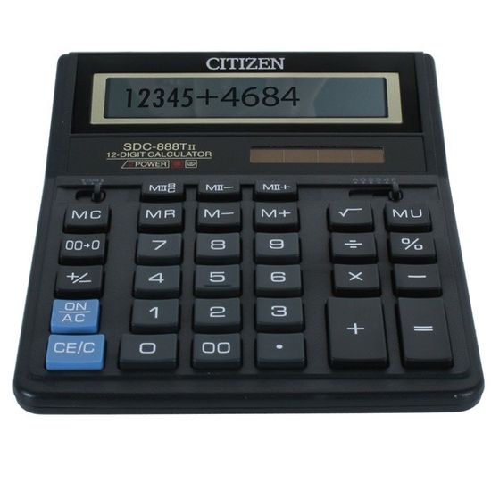 Калькулятор 12-ти розрядний, 20х15,8х3 см SDC-888TII Citizen Калькулятор 12-ти розрядний, 20х15,8х3 см SDC-888TII Citizen
