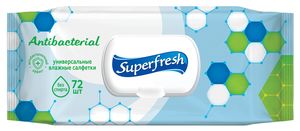 Серветки вологі Superfresh Антибактеріальні з клапаном, 72 шт sr.30510 (1/12)