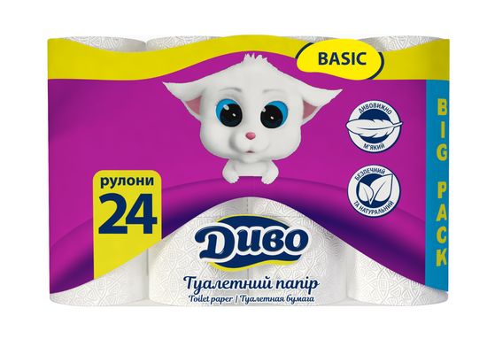 Туалетная бумага двухслойная белая, 140 отрывов, 24 рулона в упаковке Soft тп.дв24б Диво Туалетная бумага двухслойная белая, 140 отрывов, 24 рулона в упаковке Soft тп.дв24б Диво