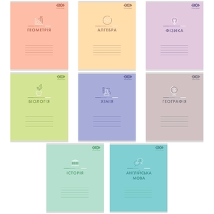 Тетради предметные, 48 листов в клеточку, 10 шт в наборе, цветная обложка, дизайн: PASTEL ZiBi ZB.1701-99