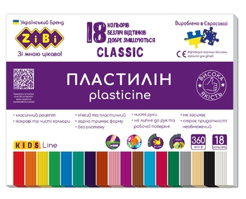 Пластилин 18 цветов, 360 г CLASSIC ZB.6235 ZiBi