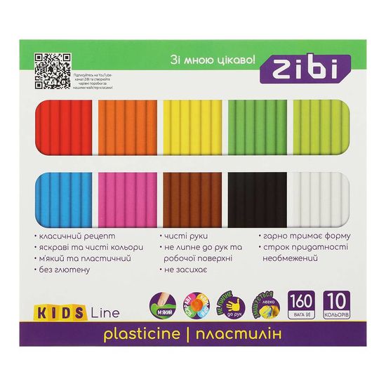 Пластилин, 10 цветов, 160 г KIDS Line ZB.6273 ZiBi Пластилин, 10 цветов, 160 г KIDS Line ZB.6273 ZiBi