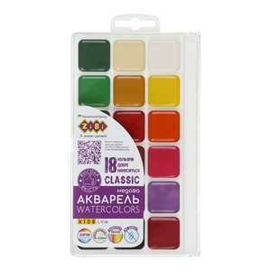 Акварельные краски медовые, 18 цветов CLASSIC KIDS Line ZB.6586 ZiBi