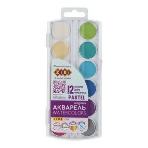 Акварельные краски медовые, 12 цветов PASTEL KIDS Line ZB.6592 ZiBi