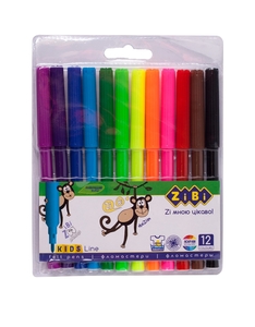 Фломастери, 12 кольорів, на водній основі KIDS Line ZB.2802 ZiBi