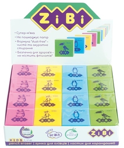 Гумка квадратна кольорова, мікс ANIMALS ZB.5458 ZiBi
