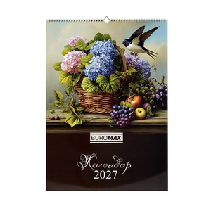 Календар настінний перекидний А2 на 2027 рік, 42х59,4 см Flowers and birds BM.210650 Buromax