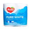 Туалетная бумага трехслойная белая, 150 отрывов, 4 рулона в упаковке Pure White rt.47531 Ruta